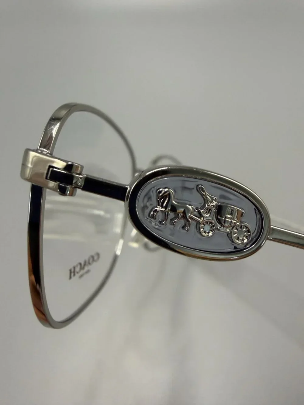 Coach Silver Metal Eyeglass Frames Horse Carriage Logo New Demo